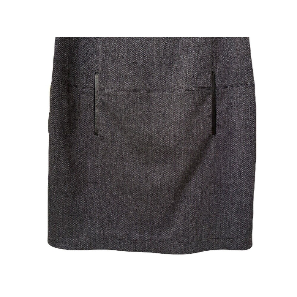 Theory Womens Size 10 Grey Wool Blend Sleeveless Pocket Dress Lambskin Trim EUC - Picture 3 of 7